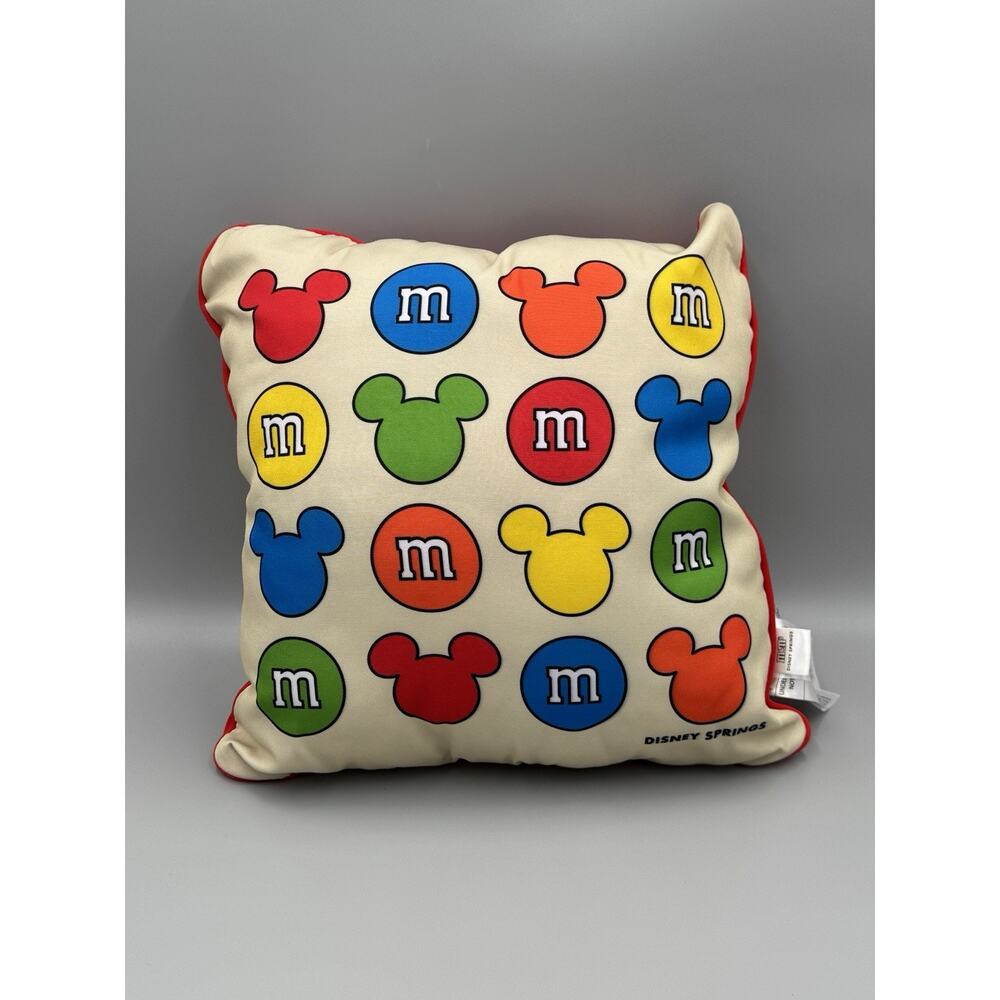 M&Ms Disney Springs Mickey Mouse Pillow Square 14” X 14” Multicolored